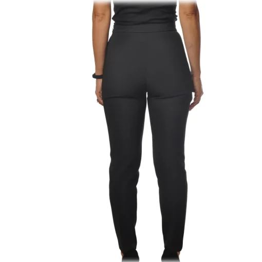 Elisabetta Franchi - Skinny Trousers with Metal Logo - Black - Trousers - Made in Italy - Luxury Exclusive Collection - Avvenice^ Trousers