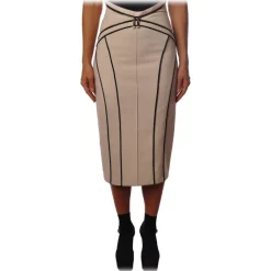 Elisabetta Franchi - Skirt with Contrasting Color Profiles - Vanilla - Skirt - Made in Italy - Luxury Exclusive Collection - Avvenice^ Skirts