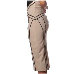 Elisabetta Franchi - Skirt with Contrasting Color Profiles - Vanilla - Skirt - Made in Italy - Luxury Exclusive Collection - Avvenice^ Skirts