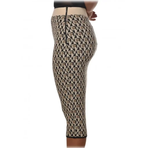 Elisabetta Franchi - Skirt in Two-Tone Logoed Pattern- Beige - Skirt - Made in Italy - Luxury Exclusive Collection - Avvenice^ Skirts