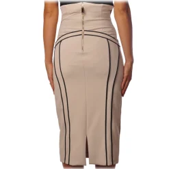 Elisabetta Franchi - Skirt with Contrasting Color Profiles - Vanilla - Skirt - Made in Italy - Luxury Exclusive Collection - Avvenice^ Skirts