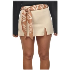 Elisabetta Franchi - Skorts with Pattern Sash - Cream - Trousers - Made in Italy - Luxury Exclusive Collection - Avvenice