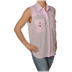 Elisabetta Franchi - Sleeveless Shirt with Closure - Lillac - Shirt - Made in Italy - Luxury Exclusive Collection - Avvenice^ Shirts