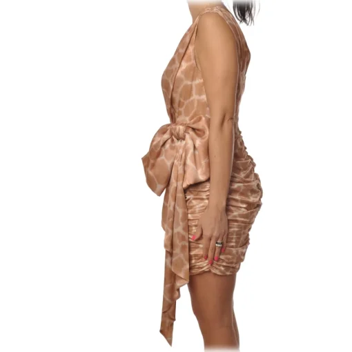 Elisabetta Franchi - Sleeveless Dress in Giraffe Fantasy - Dark Orange - Dress - Made in Italy - Luxury Exclusive Collection - Avvenice