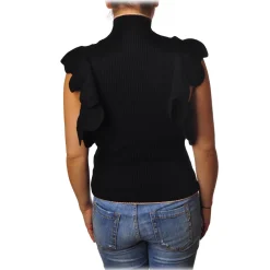 Elisabetta Franchi - Sleeveless Sweater with Scallop - Black - Pullover - Made in Italy - Luxury Exclusive Collection - Avvenice^ Knitwears