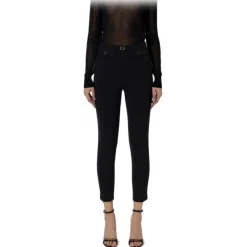 Elisabetta Franchi - Slim Trousers with Strap - Black - Trousers - Made in Italy - Luxury Exclusive Collection - Avvenice