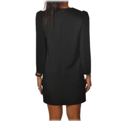 Elisabetta Franchi - Soft Sheath Dress with Puff Sleeves - Black - Dress - Made in Italy - Luxury Exclusive Collection - Avvenice^ Dresses