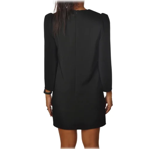 Elisabetta Franchi - Soft Sheath Dress with Puff Sleeves - Black - Dress - Made in Italy - Luxury Exclusive Collection - Avvenice^ Dresses