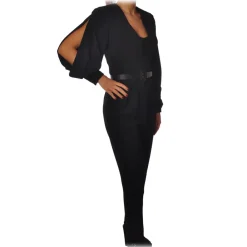 Elisabetta Franchi - Suit with Belt Detail - Black - Dress - Made in Italy - Luxury Exclusive Collection - Avvenice^ Jackets | Dresses