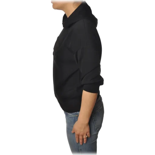 Elisabetta Franchi - Sweatshirt with Embroidered Logo - Black - Sweatshirt - Made in Italy - Luxury Exclusive Collection - Avvenice