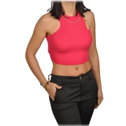 Elisabetta Franchi - Top with Gold Chain Detail - Fucsia - Top - Made in Italy - Luxury Exclusive Collection - Avvenice^ Tops