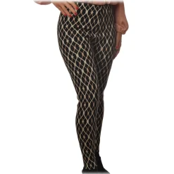 Elisabetta Franchi - Trousers in Knitted Fabric Lurex Fantasy - Black - Trousers - Made in Italy - Luxury Exclusive Collection - Avvenice^ Trousers