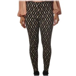 Elisabetta Franchi - Trousers in Knitted Fabric Lurex Fantasy - Black - Trousers - Made in Italy - Luxury Exclusive Collection - Avvenice^ Trousers