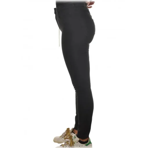 Elisabetta Franchi - Trousers with Gold-Colored Metal Chain - Black - Trousers - Made in Italy - Luxury Exclusive Collection - Avvenice