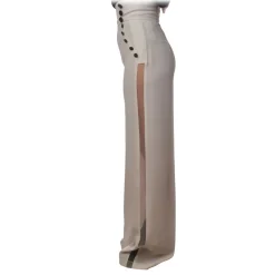 Elisabetta Franchi - Trousers with Visible Buttons - Ivory - Trousers - Made in Italy - Luxury Exclusive Collection - Avvenice^ Trousers
