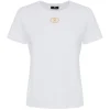 Elisabetta Franchi - T-Shirt with Metal Logo Application - White - T-Shirt - Made in Italy - Luxury Exclusive Collection - Avvenice