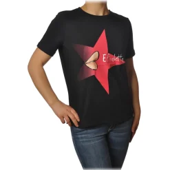 Elisabetta Franchi - T-Shirt with Contrasting Color Print - Black - T-Shirt - Made in Italy - Luxury Exclusive Collection - Avvenice^ T-shirt