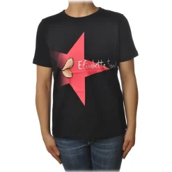 Elisabetta Franchi - T-Shirt with Contrasting Color Print - Black - T-Shirt - Made in Italy - Luxury Exclusive Collection - Avvenice^ T-shirt
