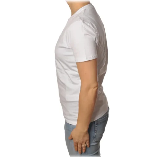 Elisabetta Franchi - T-Shirt with Perforated Metallic Logo - White - T-Shirt - Made in Italy - Luxury Exclusive Collection - Avvenice^ T-shirt