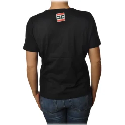 Elisabetta Franchi - T-Shirt with Contrasting Color Print - Black - T-Shirt - Made in Italy - Luxury Exclusive Collection - Avvenice^ T-shirt
