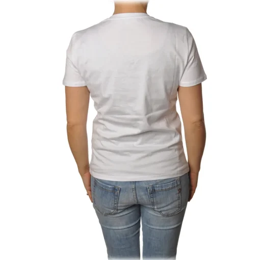 Elisabetta Franchi - T-Shirt with Perforated Metallic Logo - White - T-Shirt - Made in Italy - Luxury Exclusive Collection - Avvenice^ T-shirt