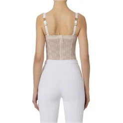 Elisabetta Franchi - Tulle Bodice Top with Logos - White - Top - Made in Italy - Luxury Exclusive Collection - Avvenice