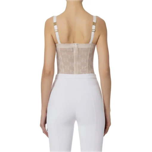 Elisabetta Franchi - Tulle Bodice Top with Logos - White - Top - Made in Italy - Luxury Exclusive Collection - Avvenice