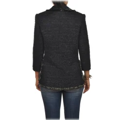 Elisabetta Franchi - Tweed Double-Breasted Blazer - Black - Jacket - Made in Italy - Luxury Exclusive Collection - Avvenice^ Jackets