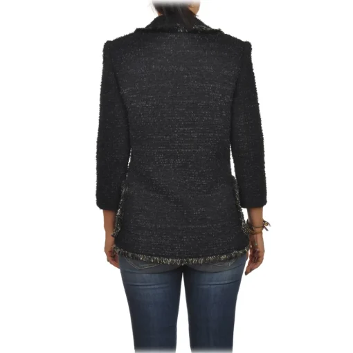 Elisabetta Franchi - Tweed Double-Breasted Blazer - Black - Jacket - Made in Italy - Luxury Exclusive Collection - Avvenice^ Jackets