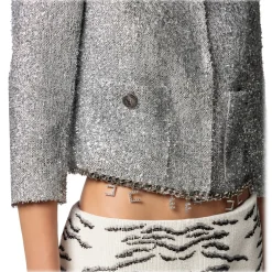 Elisabetta Franchi - Tweed Lurex Cropped Jacket - Silver - Jacket - Made in Italy - Luxury Exclusive Collection - Avvenice^ Jackets