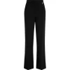 Elisabetta Franchi - Wide Leg Trousers with Strap - Black - Trousers - Made in Italy - Luxury Exclusive Collection - Avvenice