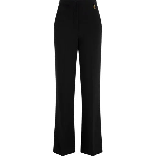 Elisabetta Franchi - Wide Leg Trousers with Strap - Black - Trousers - Made in Italy - Luxury Exclusive Collection - Avvenice