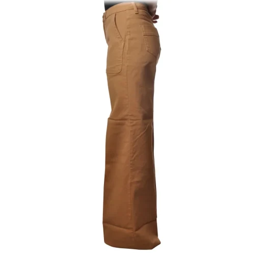 Elisabetta Franchi - Wide Leg Trousers with Chain - Camel - Trousers - Made in Italy - Luxury Exclusive Collection - Avvenice^ Trousers