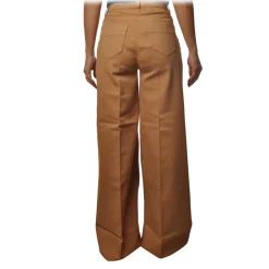 Elisabetta Franchi - Wide Leg Trousers with Chain - Camel - Trousers - Made in Italy - Luxury Exclusive Collection - Avvenice^ Trousers