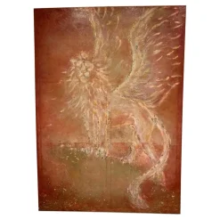 Eliza Oynus - Winged Lion - Installation - Silk - Linen - Gold - Avvenice