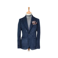 Fefe Napoli Fefè Napoli - Blue Velvet Larocciatore Jacket - Jackets - Handmade in Italy - Luxury Exclusive Collection - Avvenice