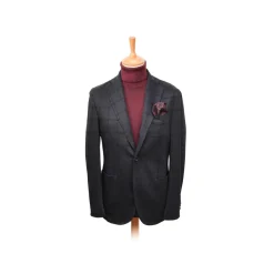 Fefe Napoli Fefè Napoli - Lanapoli Quadri Blue Black Jacket - Jackets - Handmade in Italy - Luxury Exclusive Collection - Avvenice^ Jackets