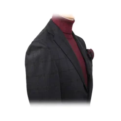 Fefe Napoli Fefè Napoli - Lanapoli Quadri Blue Black Jacket - Jackets - Handmade in Italy - Luxury Exclusive Collection - Avvenice^ Jackets