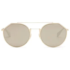 Fendi - Eyeline - White and Gold Round Sunglasses - Sunglasses - Eyewear - Avvenice