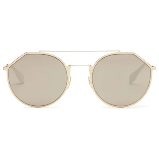 Fendi - Eyeline - White and Gold Round Sunglasses - Sunglasses - Eyewear - Avvenice