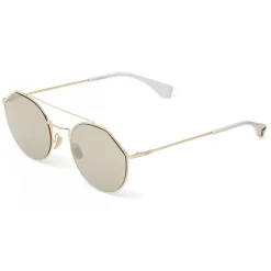 Fendi - Eyeline - White and Gold Round Sunglasses - Sunglasses - Eyewear - Avvenice
