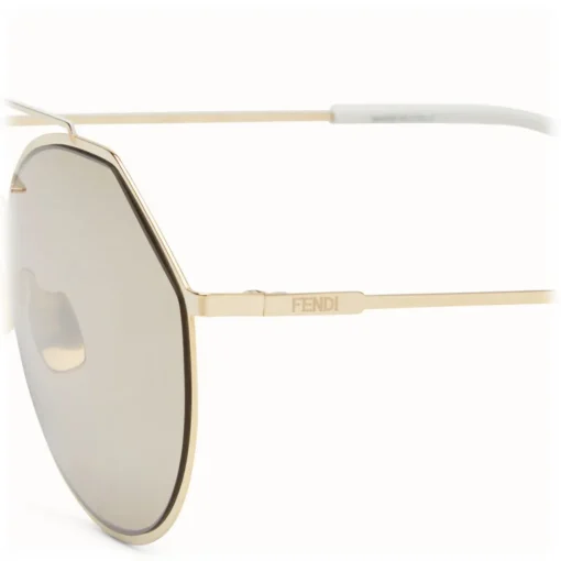 Fendi - Eyeline - White and Gold Round Sunglasses - Sunglasses - Eyewear - Avvenice