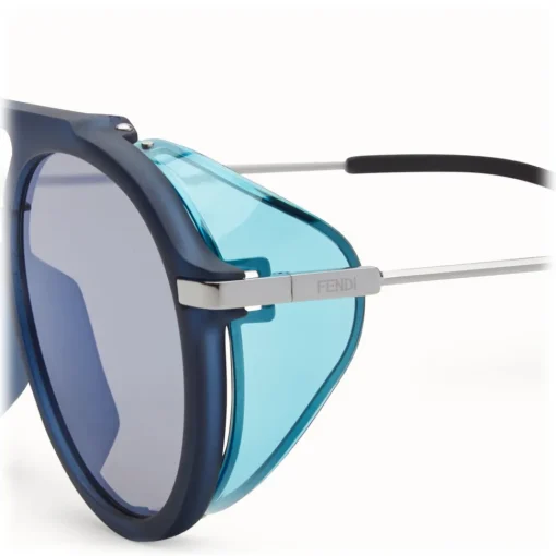 Fendi - Fantastic - Blue Round Aviator Sunglasses Fashion Show FW17-18 - Sunglasses - Eyewear - Avvenice^ Sunglasses & Eyewear
