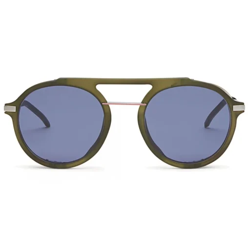 Fendi - Fantastic - Green Round Aviator Sunglasses Fashion Show FW17-18 - Sunglasses - Eyewear - Avvenice