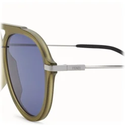 Fendi - Fantastic - Satin Green Aviator Oversize Sunglasses - Sunglasses - Eyewear - Avvenice