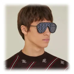 Fendi - Fabulous - Shield Sunglasses - Dark Ruthenium Gray - Sunglasses - Eyewear - Avvenice