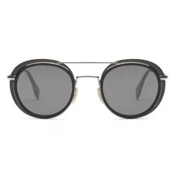 Fendi - Glass - Round Sunglasses - Grey Dark Ruthenium - Sunglasses - Eyewear - Avvenice