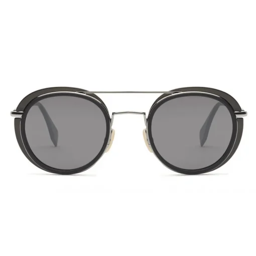 Fendi - Glass - Round Sunglasses - Grey Dark Ruthenium - Sunglasses - Eyewear - Avvenice