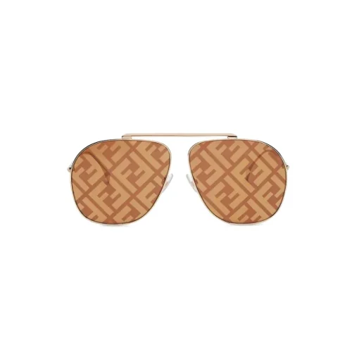 Fendi - FF Family - Oversize Pilot Sunglasses - Gold Brown - Sunglasses - Eyewear - Avvenice^ Sunglasses & Eyewear