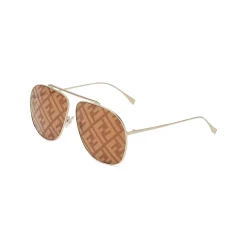 Fendi - FF Family - Oversize Pilot Sunglasses - Gold Brown - Sunglasses - Eyewear - Avvenice^ Sunglasses & Eyewear